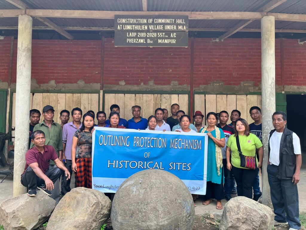 Rwus carried out a project aimed at safeguarding cultural heritage sites in Pherzawl district. This picture was taken at Lungthulien village in April 2023.